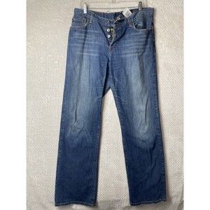 Lucy Brand Dungarees by Gene Montesano Jeans Women 12/31 Button Fly Straight USA